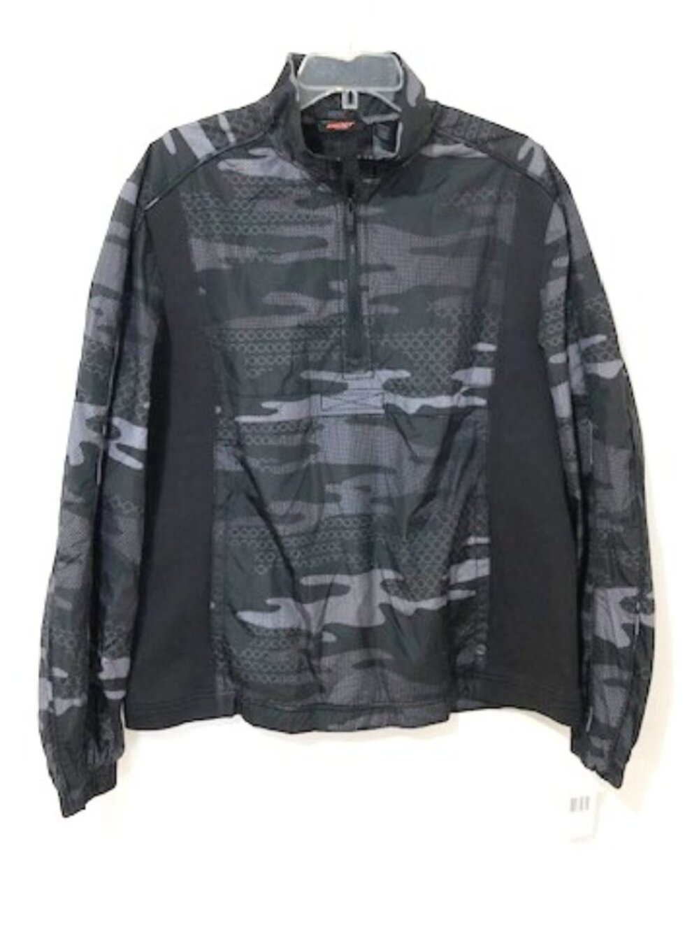 DKNY Active 1/4 Zip Pullover Windbreaker Jacket Black Gray Camo Men's Size L